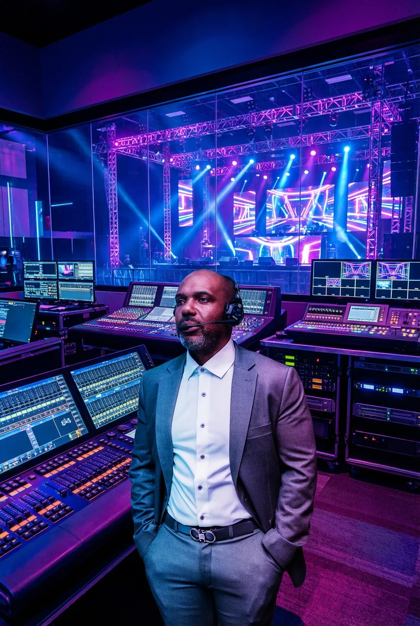 Creative director Oriol Vatelia in a production control room